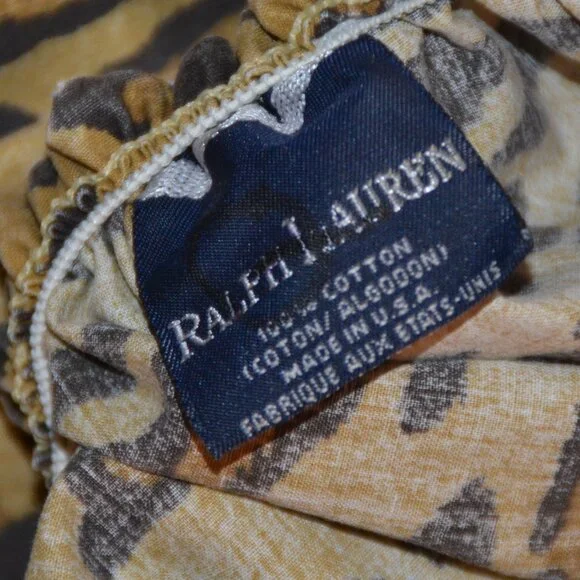 Ralph Lauren ARAGON Medieval Leopard Neutral Cotton QUEEN FITTED Sheet USA - Picture 6 of 8